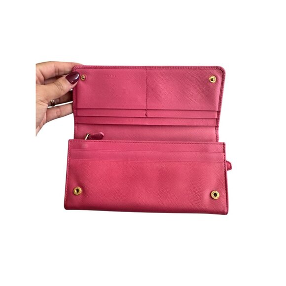 PRADA Pink Geranio Saffiano Leather Clutch Long Wallet - Picture 5 of 8
